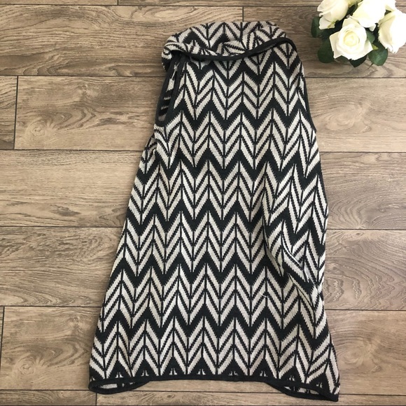 SIONI oversized grey chevron shrug poncho vest sweater size large - Picture 7 of 9